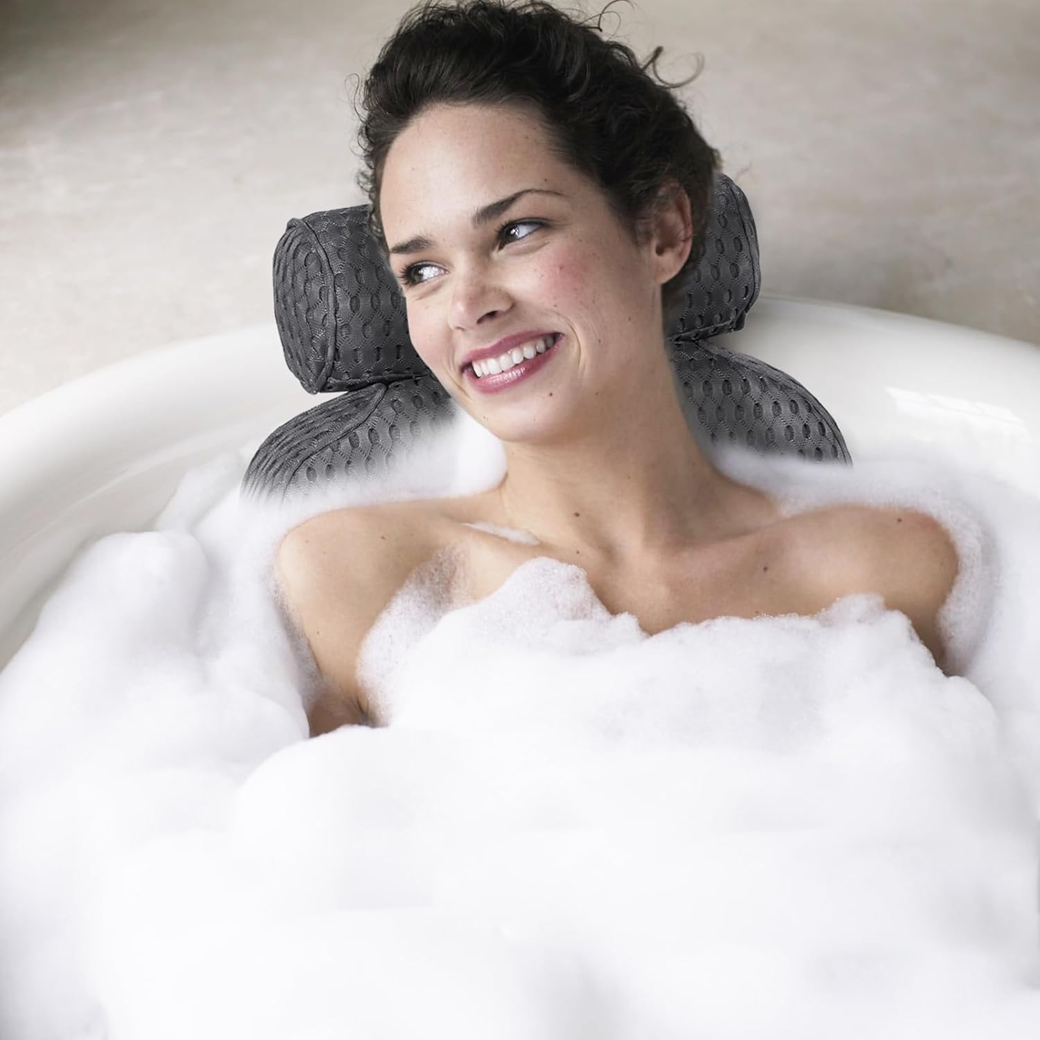 Bath Pillow for Tub Support Neck and Back, Bathtub Pillow Bath Accessories for Bathtub Women, Hot Tub Accessories for Adults Gray