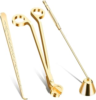 3 Pack Candle Wick Trimmer, 3 in 1 Candle Accessories Set, Candle Wick Trimmer, Candle Snuffer, Candle Wick Dipper, Candle Wick Cutter Tools Gift Set (Golden)