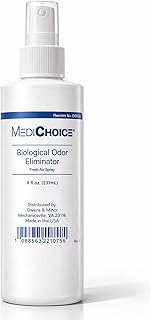 MediChoice Biological Odor Eliminator Spray, 8 Oz Fresh Scent Pump Bottle - Dye Free, Quick Drying, Ideal for Fabric, Skin, Hair - Odor Neutralizer for Home, Hospital, Health Care Clinic