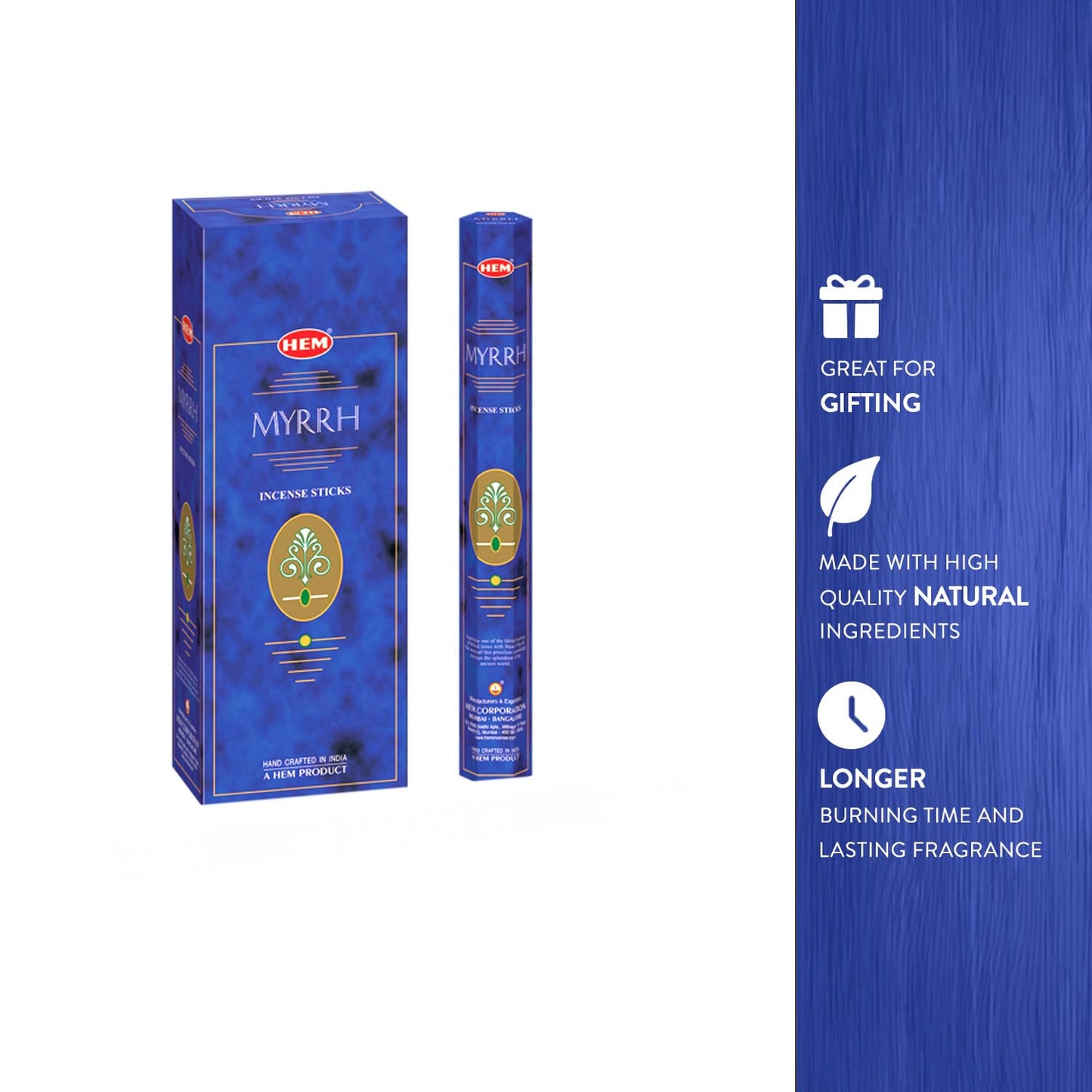 HEM Myrrh Incense Sticks - Pack of 6 - 120 count - 301g