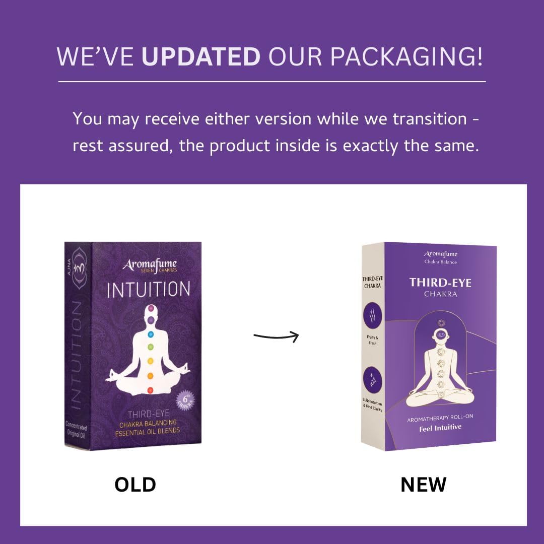 Third Eye Chakra Essential Oil Roll-On Blend by Aromafume | 10ml/0.33 fl oz | Ajna | Aromatherapy Oils for Chakra Balance | Rose & Juniper Extracts | Amethyst Incense for Meditation, Yoga, Reiki