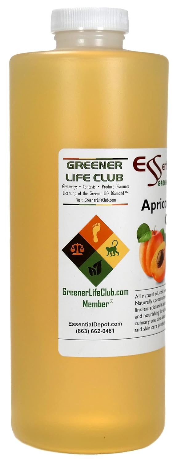 Apricot Kernel Oil - 1 Quart (32 oz) - Food Grade - Safety Sealed HDPE Container with Resealable Cap - 100% Pure and Natural for Hair, Skin, Massage, and Cooking