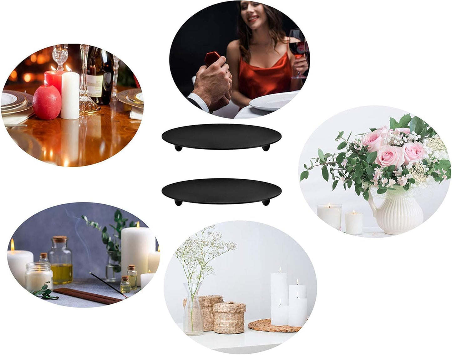 2 Pcs 4.3 Inch Candle Holder, Black Iron Candlestick Holders for Wedding, Dinning, Party Decoration (2)