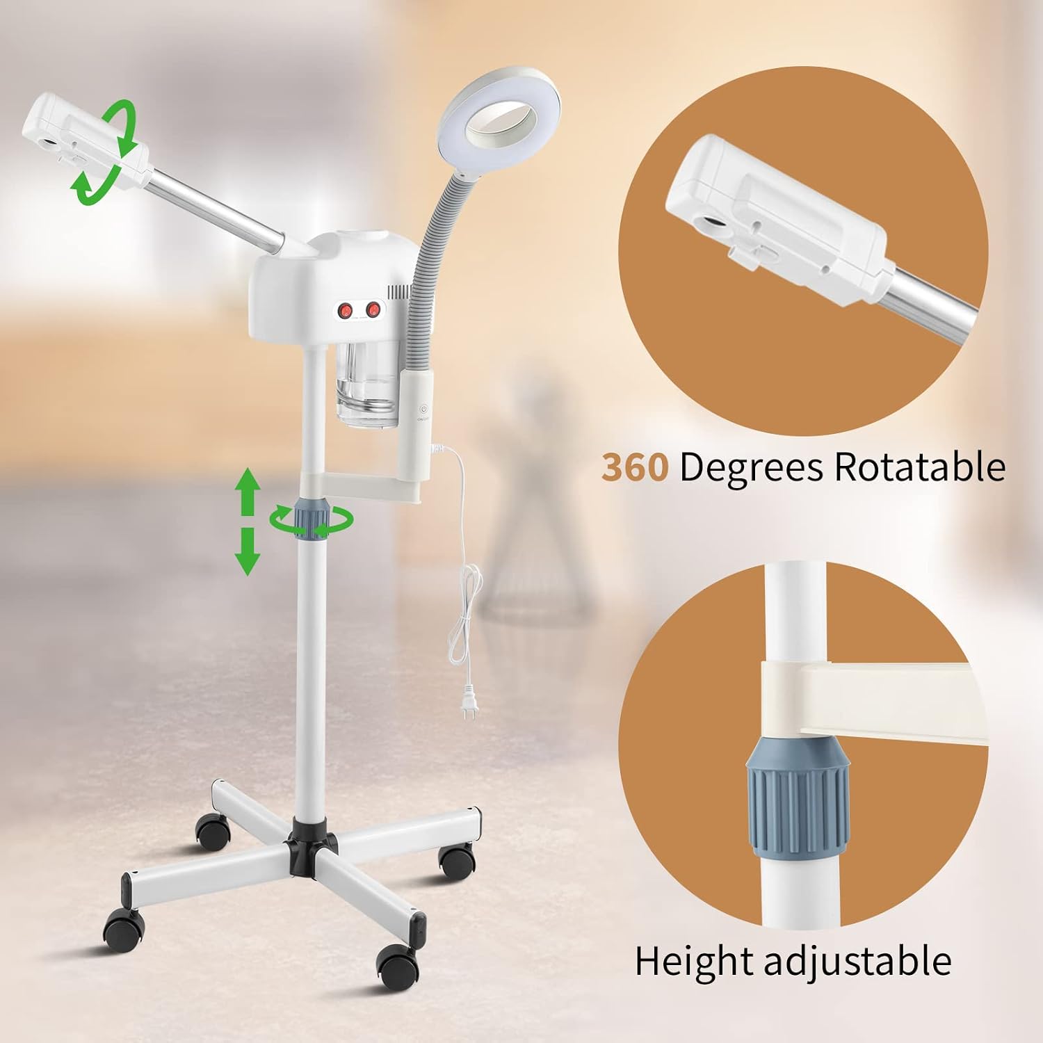 2 in 1 Facial Steamer with 3X Magnifying Lamp - Professional for Home & Beauty Salon