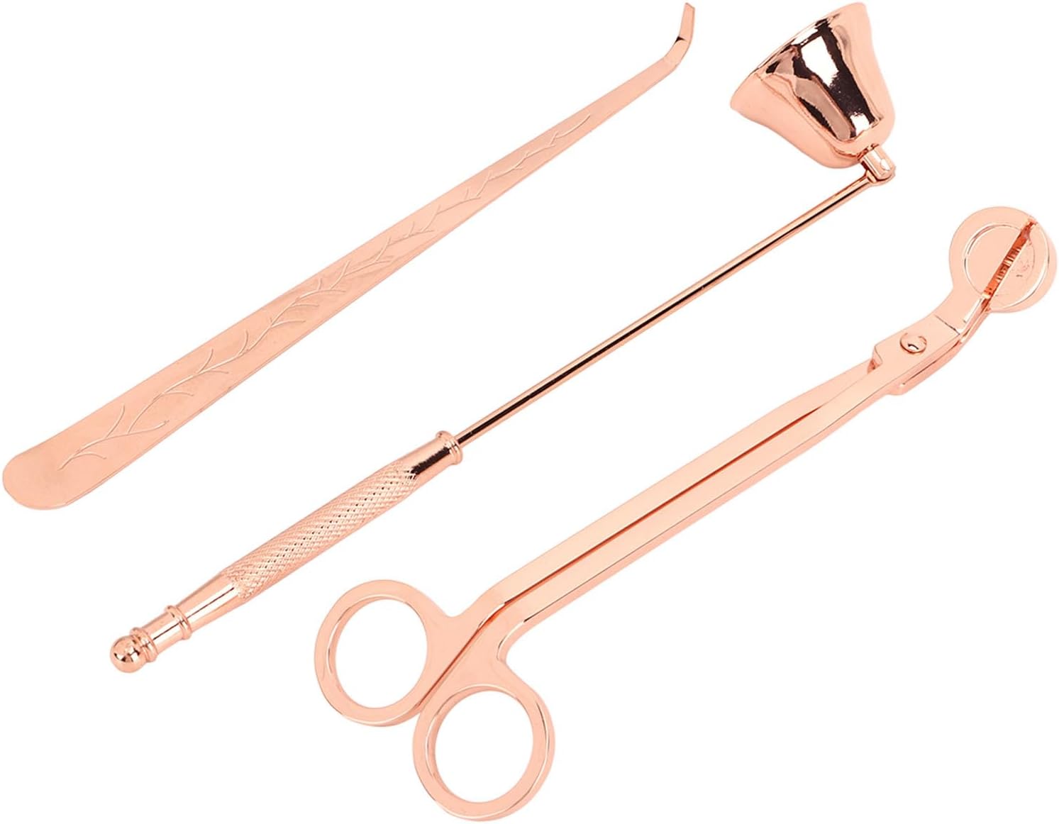 Stainless Steel Candle Accessories Set with Ergonomic Handles Durable Candle Care Kit for Daily Use 3 Pieces for Rose Gold Lovers