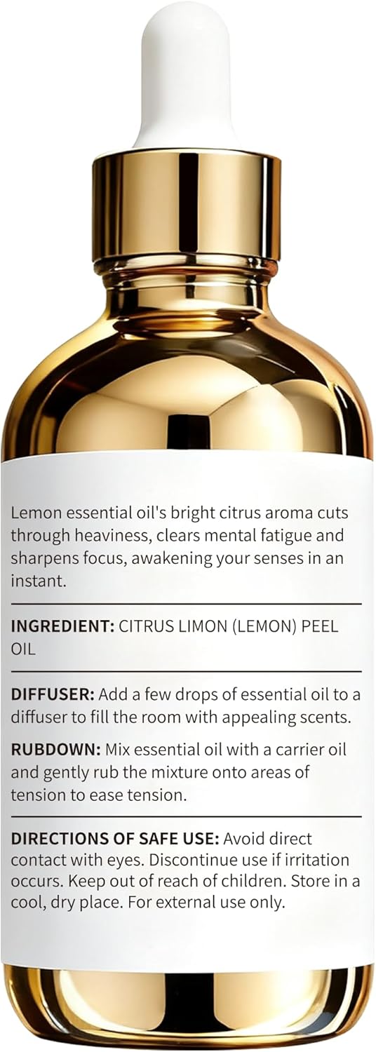 100% Pure Lemon Essential Oil 4 fl oz Thieves Oil Essential Oil - Essential Oils for Diffusers & Aromatherapy & Home Care Gifts for Women - Lemon Oil Essential Oil