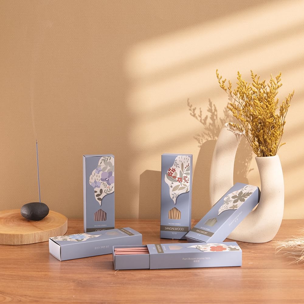 Incense Sticks (Sandalwood), 120 Sticks, Korean Incense Stick, Over 90% Natural Scents, Premium Quality, Beige (Hinoki)