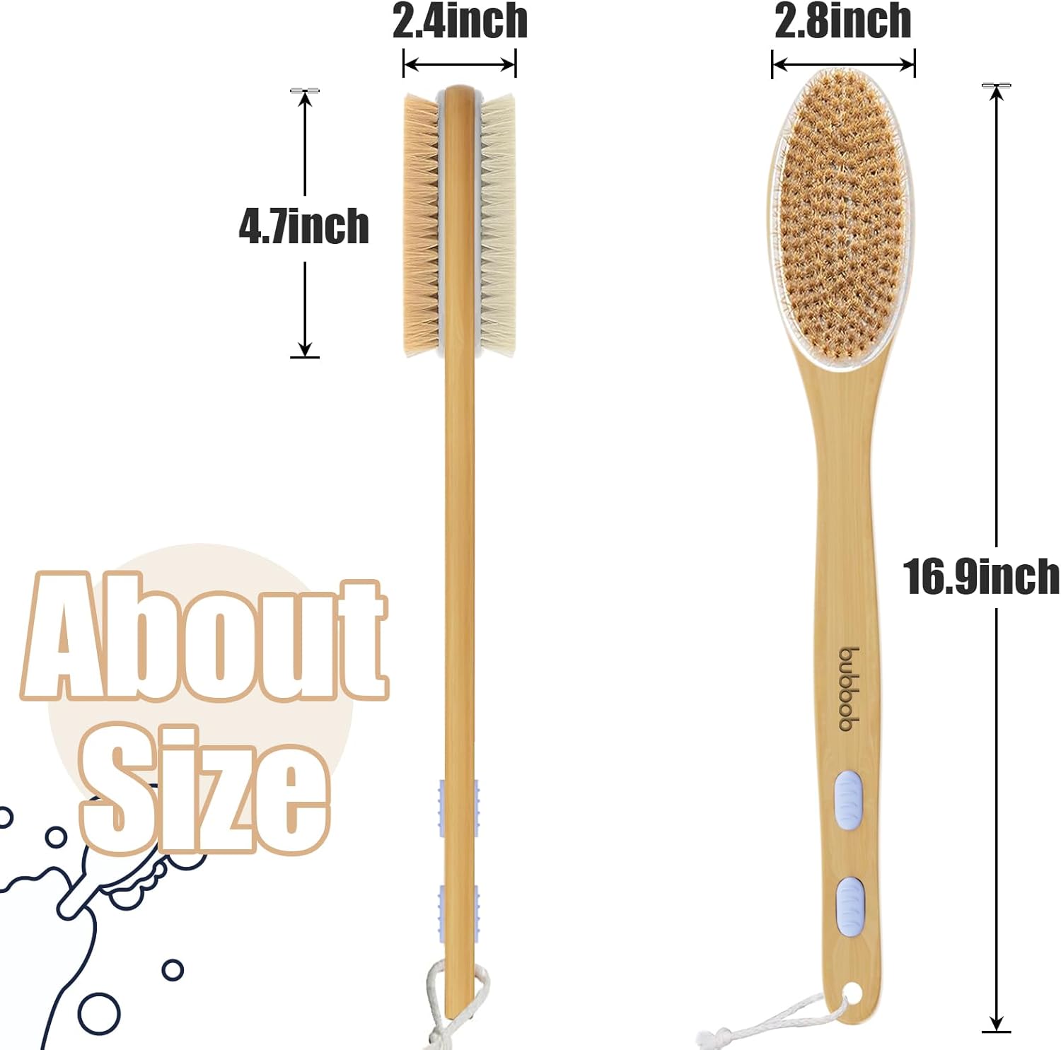 Back Scrubber for Shower,Bath Brush with Long Handle,Men and Women (Blue) | Bath Brush Body Exfoliator for Wet or Dry Brushing