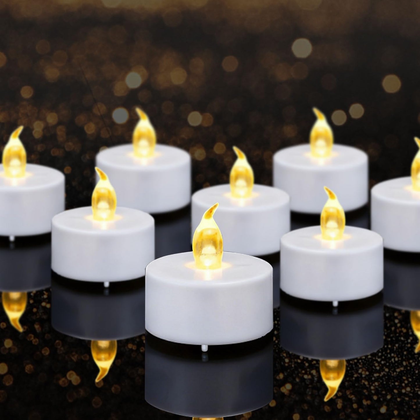 Tea Lights Flameless Battery Operated Candles-24Pack LED Electric Flickering Votive Candle Long Lasting 200 Hours, Realistic and Bright for Seasonal Festive Celebrations Decoration Warm Yellow