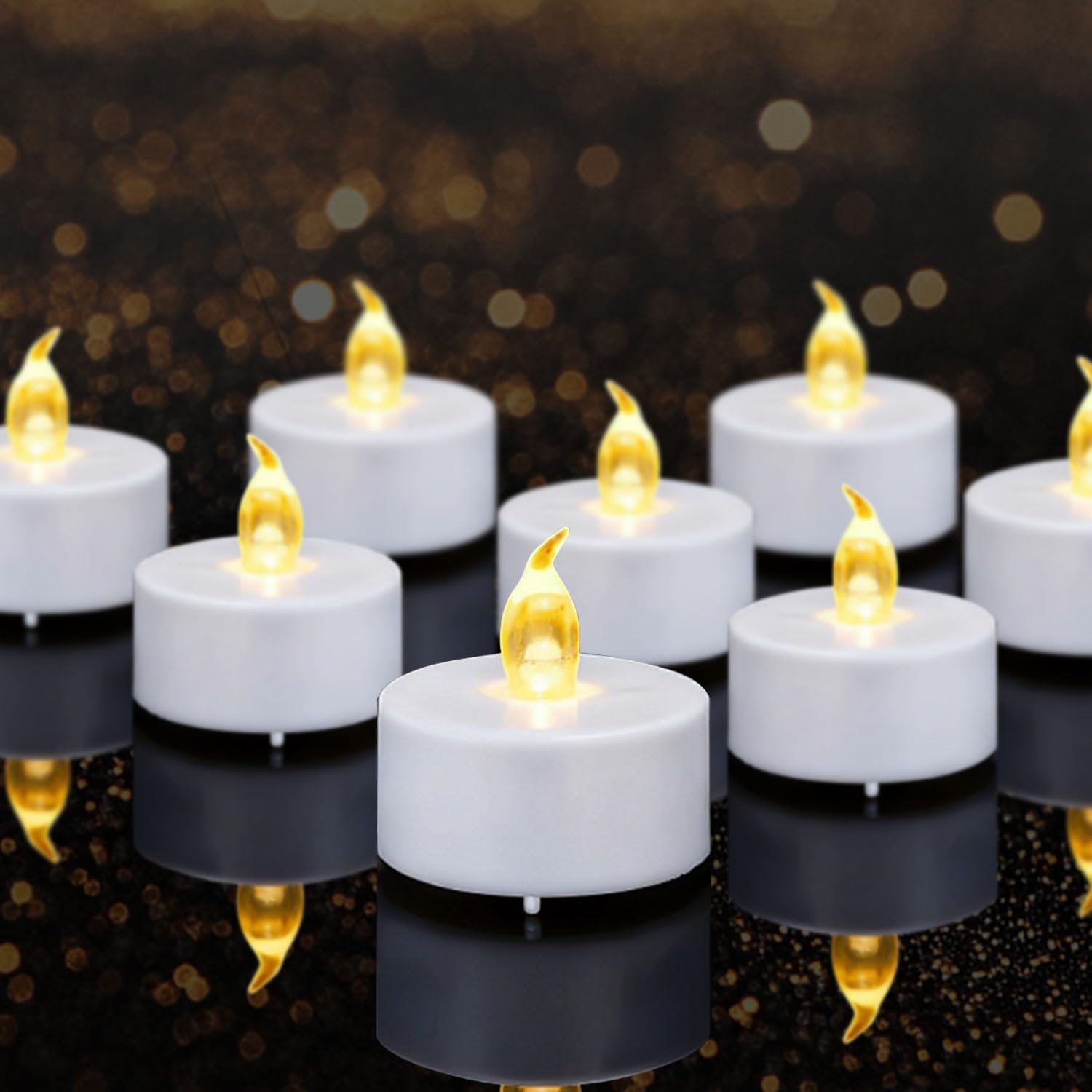 Tea Lights Flameless Battery Operated Candles-24Pack LED Electric Flickering Votive Candle Long Lasting 200 Hours, Realistic and Bright for Seasonal Festive Celebrations Decoration Warm Yellow