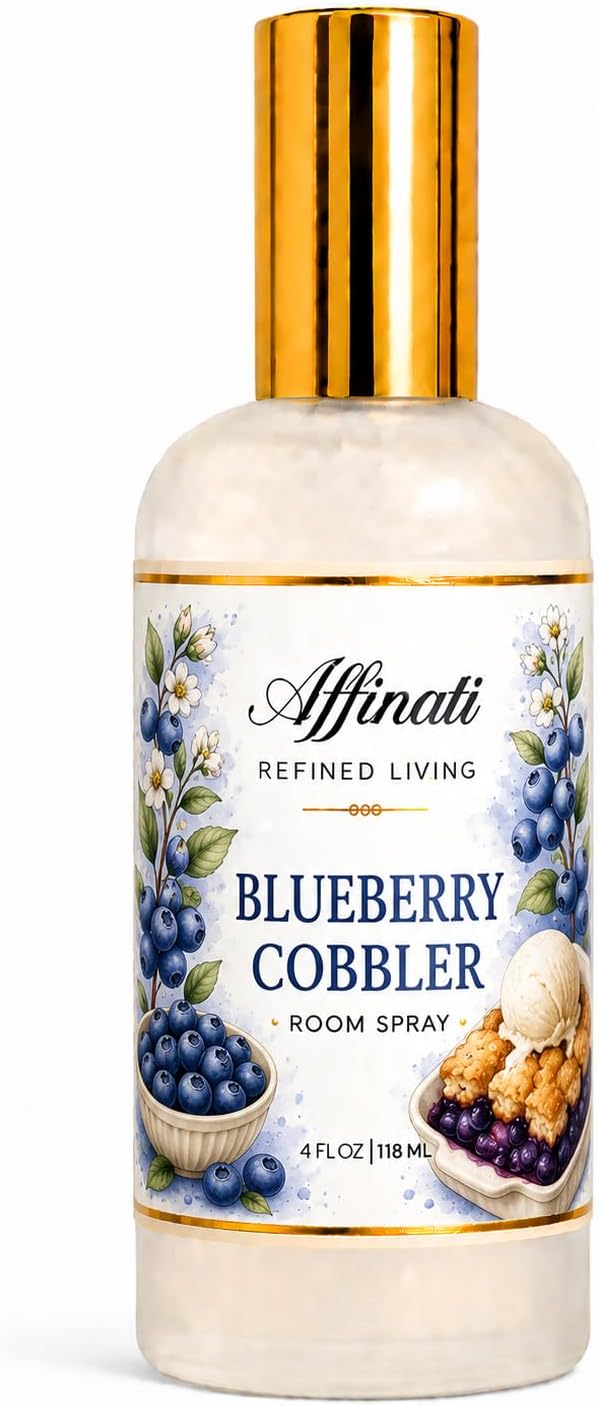 Affinati Blueberry Cobbler Room Spray, 4 oz – Highly Fragrant Warm Fruit Bakery Home Fragrance, Air Freshener Odor Eliminator, Home Spray