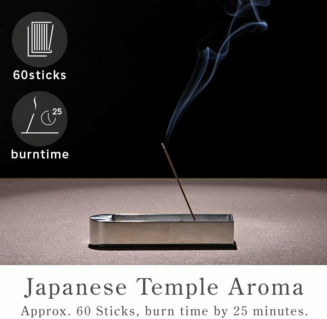 Kyoto Sandalwood Incense Sticks - Japanese Temple Aroma, Ideal for Relaxation & Meditation, Approx. 60 Sticks (0.044 Pounds) - Premium Quality Incense for Spiritual & Home Use Nagomikobo