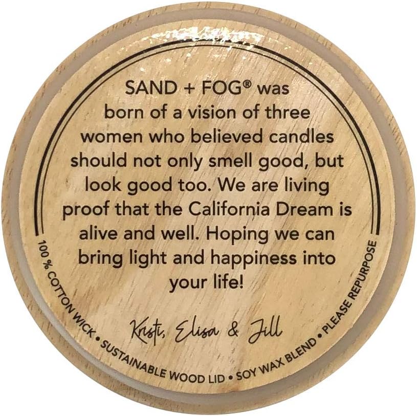 Sand + Fog Scented Candle - California Beach House – Additional Scents and Sizes – 100% Cotton Lead-Free Wick - Luxury Air Freshening Jar Candles - Perfect Home Decor – 12oz