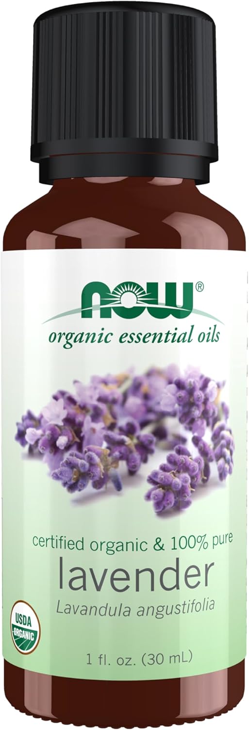 NOW Essential Oils, Organic Lavender Oil, Soothing Aromatherapy Scent, Steam Distilled, 100% Pure, Vegan, Child Resistant Cap, 1-Ounce