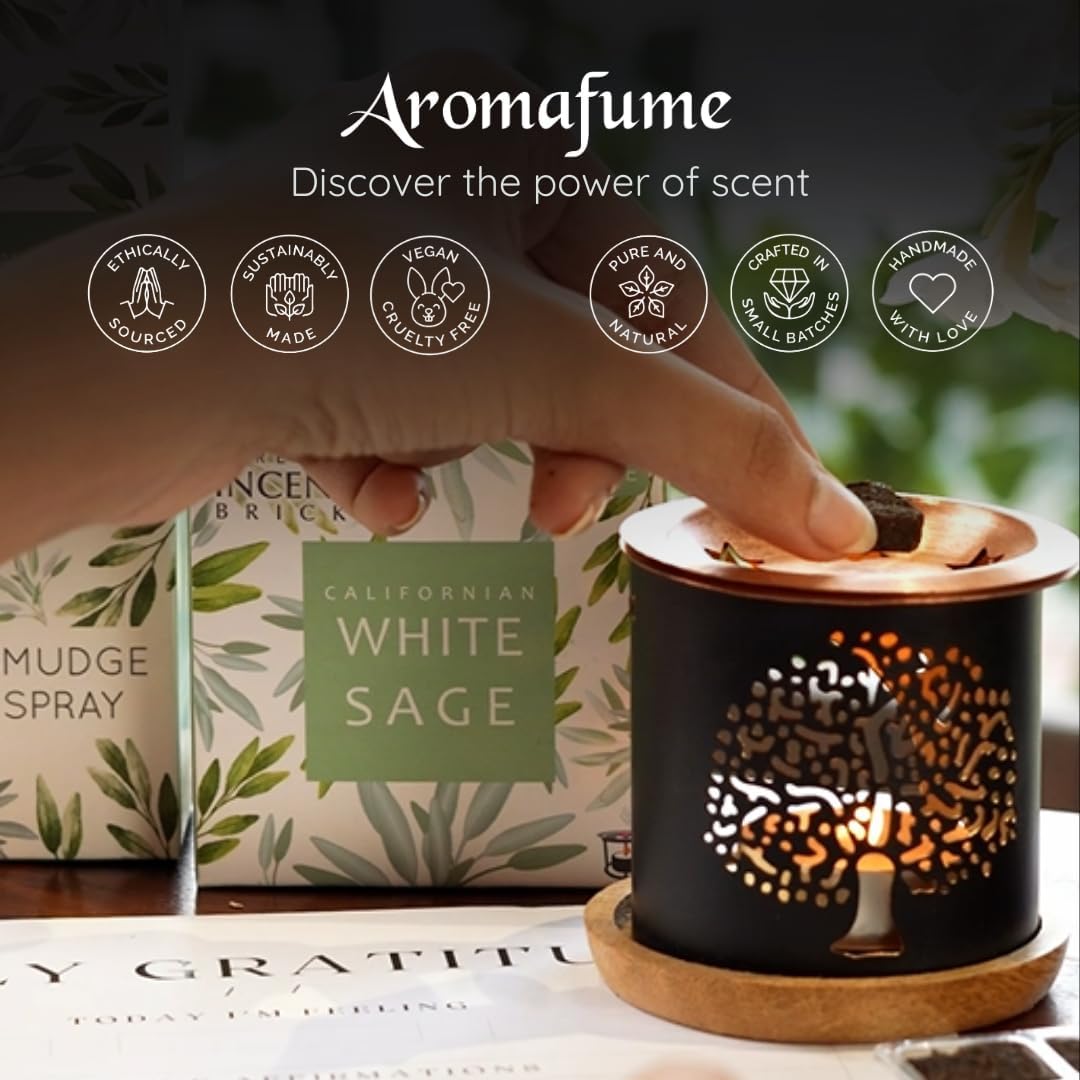 White Sage and Lavender Incense Bricks by Aromafume | 3x9 Bricks | Sage Incense for Cleansing Negative Energy & Protection | Sage for Smokeless Smudging & Spiritual Cleansing | Refill Pack