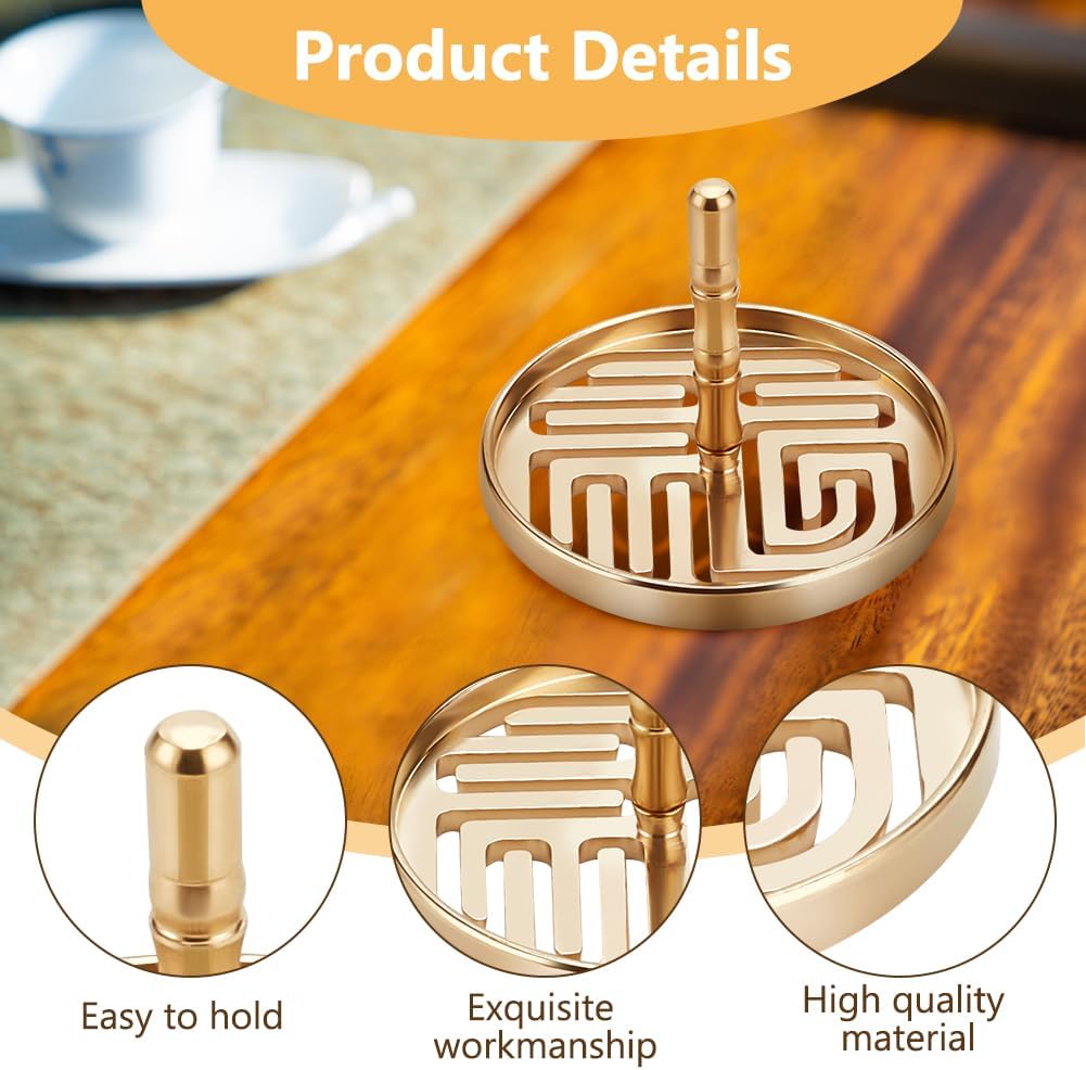 WEBEEDY 5Pcs Incense Making Kit Brass Incense Tool Kit Set- Incense Spoon Incense Press Shovel Brush for Incense Burner Kit Yoga Meditation, Fu Character