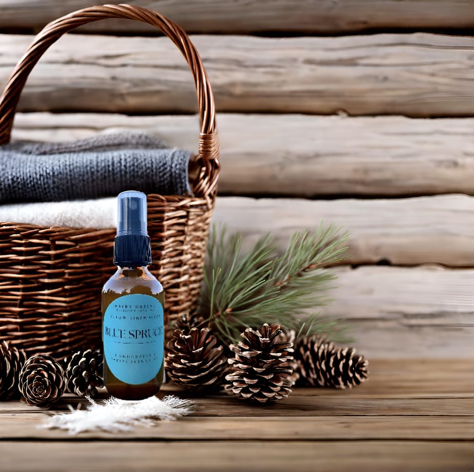 Blue Spruce Pillow/Linen/Body Spray by Fairy Greens Lavender Farm in Ellicott City, MD | All Natural | 2oz Amber Bottle