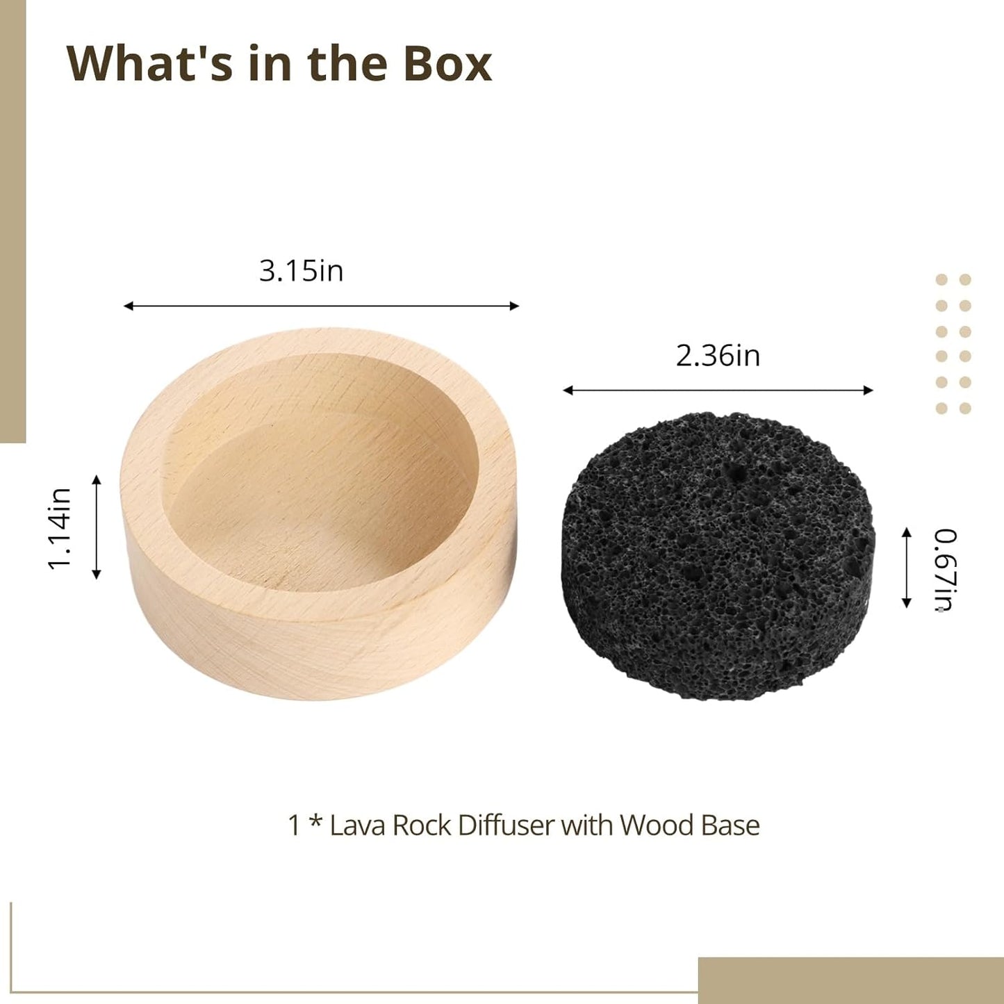 Wood & Lava Rock Essential Oil Diffuser, Black Lava Rock Stone Diffuser, Rock Diffuser with Natural Wood Base, Stone Diffuser for Home, Offices, Cars, Yoga, Sauna, SPA