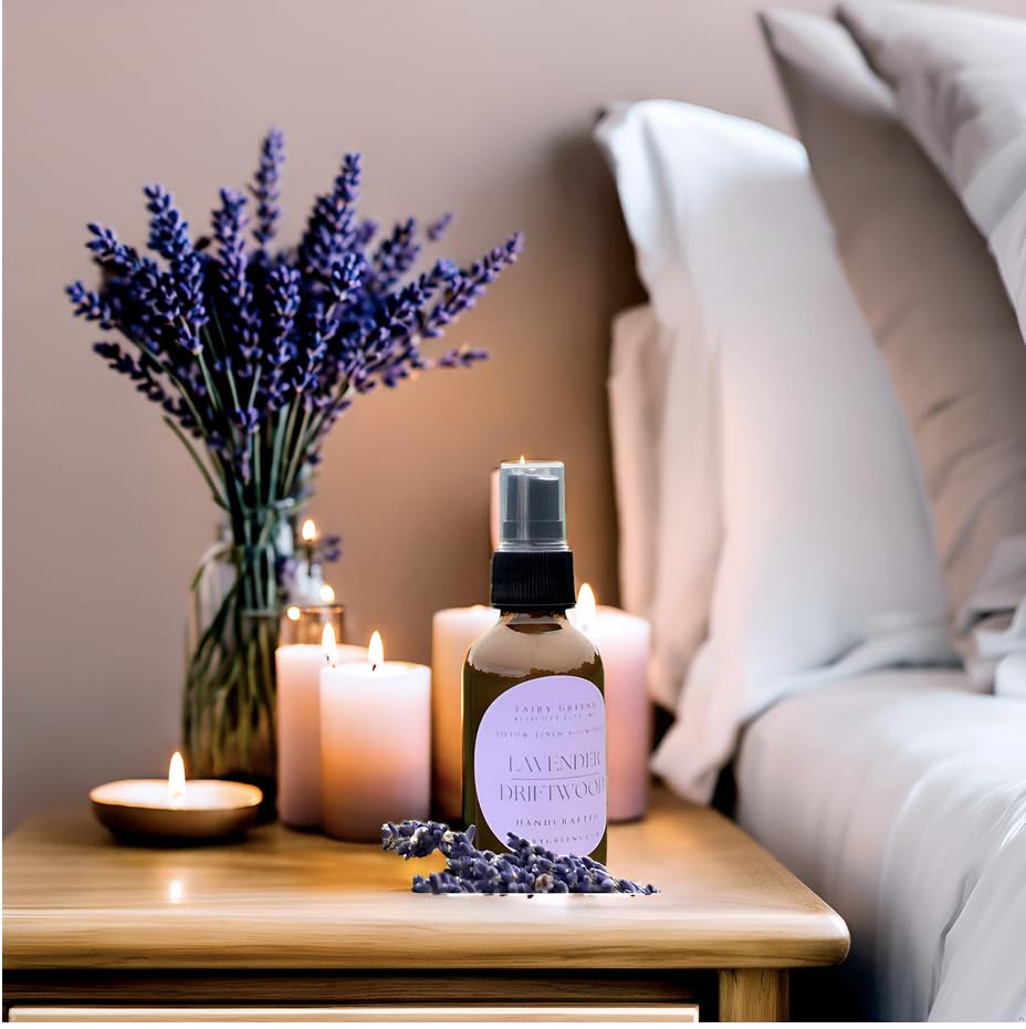 Lavender Driftwood Pillow Spray by Fairy Greens L Farm | Natural Room & Linen Spray for Better Sleep | Calming Aromatherapy Room Spray with Essential Oils | Pillow Spray | 2ozBottle