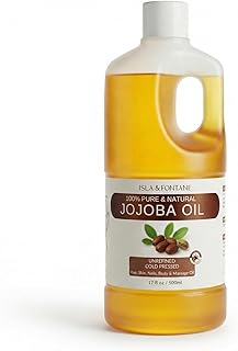 100% Pure & Natural Jojoba Oil 500ml/17.8 fl oz - Cold Pressed, Unrefined, Hexane Free Carrier Oil for Hair, Face, Body & Nails - Vegan, Non-GMO Moisturizer & Massage Oil