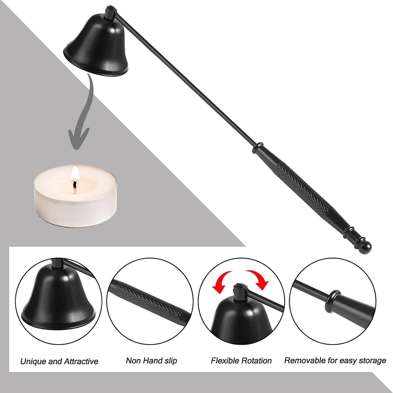 Candle Wick Trimmer, 3 in 1 Candle Accessories Set,Candle Snuffer and Wick Dipper, Candle Wick Cutter Trimmer with Gift Package for Candle Lover (Black)