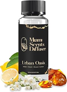 Urban Coast Essential Oil Refill Luxury Hotel Inspired - Long Lasting Aroma for Home & Commercial Diffuser - 120 ml Fresh Blend of Amber, Musk and Lemon, Scent for Spa Office Wellness Aromatherapy.