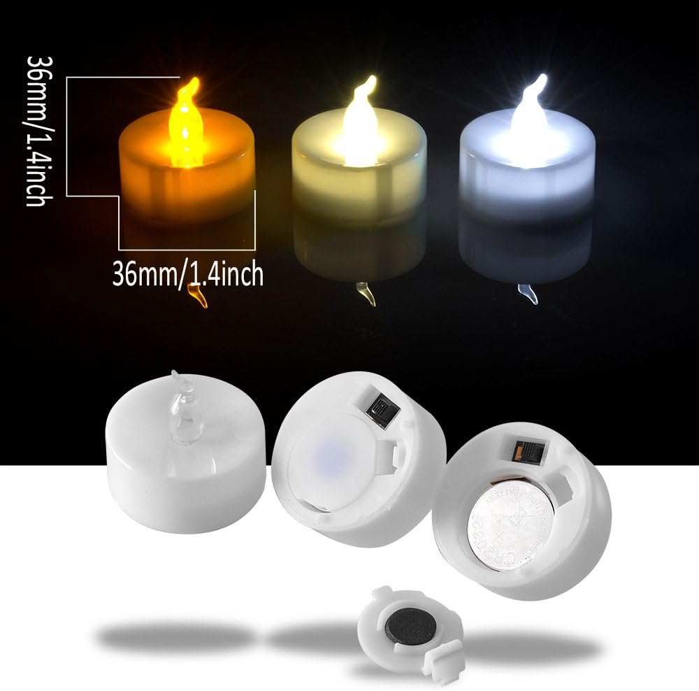 AGPTEK Timer Tea Lights No Flicker Flameless LED Tealights Candles 24 Pack Battery Operated Long Lasting Tealights for Wedding Holiday Christmas Party Home Decoration Warm White