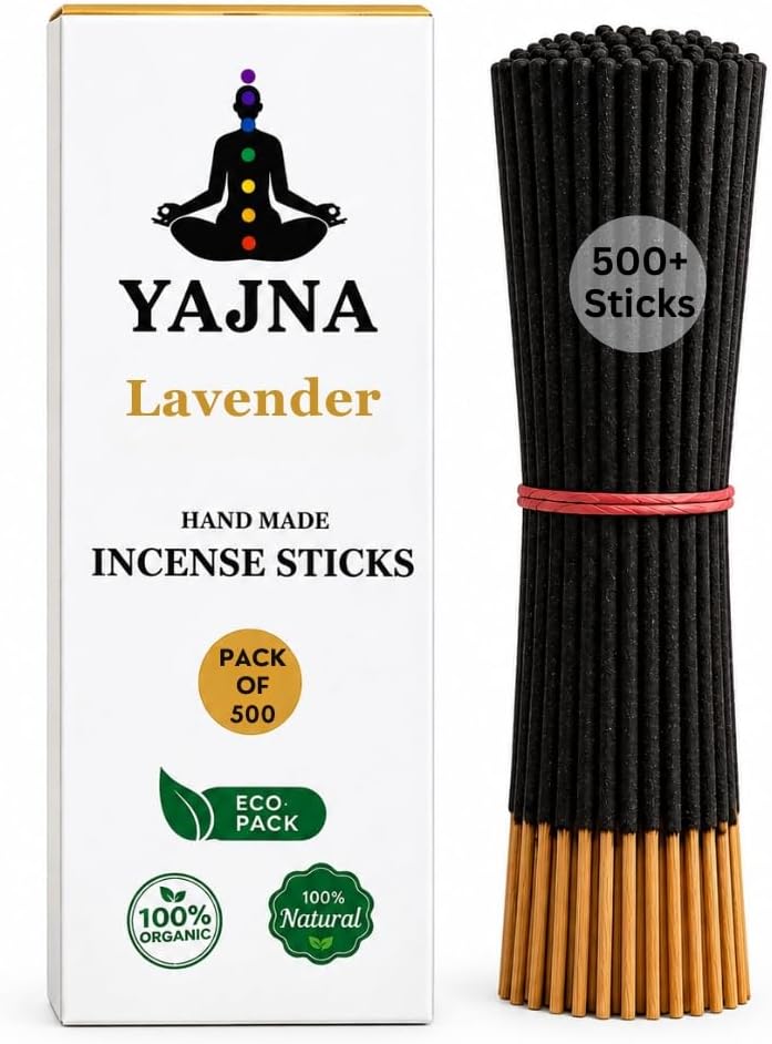 Yajna-Lavender -Incense-Sticks 100%-Natural-Handmade-Hand-Dipped-Incense-Sticks Organic-Chemicals-Free