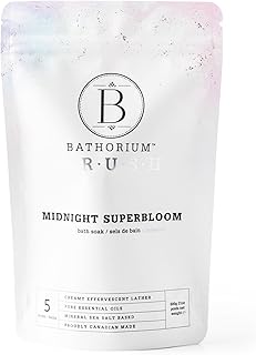 Bathorium Midnight Superbloom Crush, Wildflower Bath Soak, Lavender, Rose, Butterfly Pea Flower, Jasmine, Dead Sea Salt, 21 oz