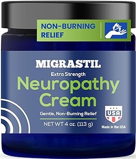 Migrastil Extra Strength Neuropathy Cream for Feet, Legs, and Hands - Cooling Comfort Formula. Made in The USA. Vegan and Cruelty-Free, Non-Greasy, Gentle, Non-Burning (4 oz.)