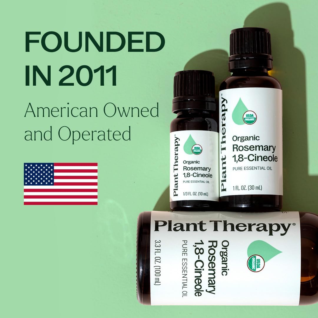 Plant Therapy Organic Rosemary Essential Oil 30 mL, Great for Hair Growth