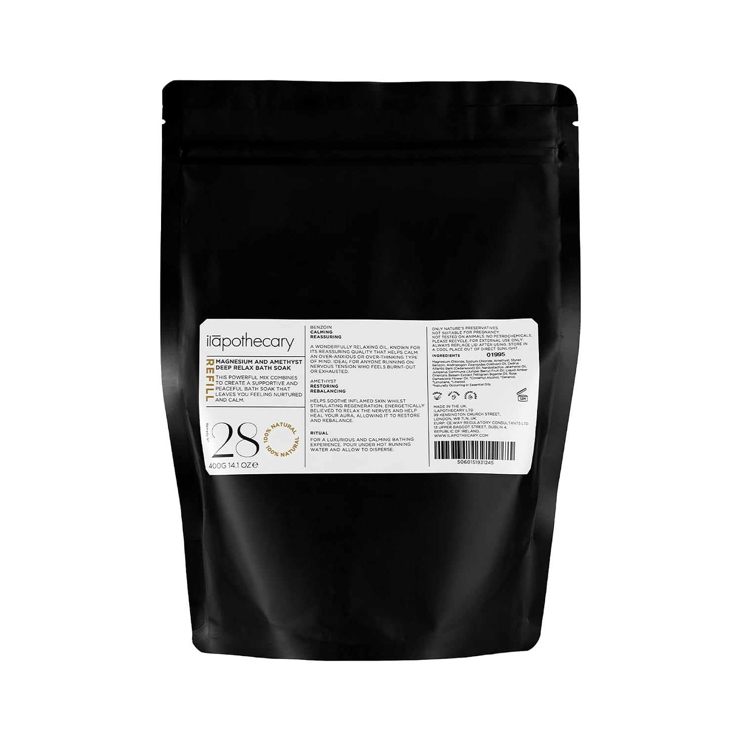 ilapothecary Magnesium and Amethyst Deep Relax Bath Soak - Gluten Free - Mineral Salt Magnesium Bath Soak - Alcohol and Nut Free - 14.1 oz