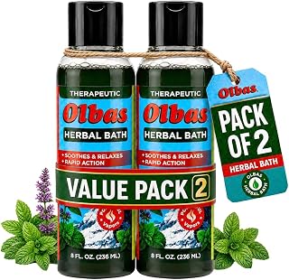 Olbas Herbal Bath 2 Pack, 8 fl oz (236 ml) Sore Muscle Bath Soak & Natural Muscle Relaxer Bath, Each Aromatic Swiss Formula with Essential Oils & Chlorophyll, Relaxing Bubble Bath for Men