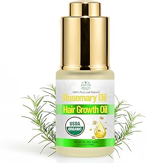 Rosemary Oil for Hair Growth with Castor, USDA Certified Organic Rose Mary Oils Cold Pressed Blend Oil for Thicker Eyebrow, Repair Damaged Hair-0.5 FL OZ