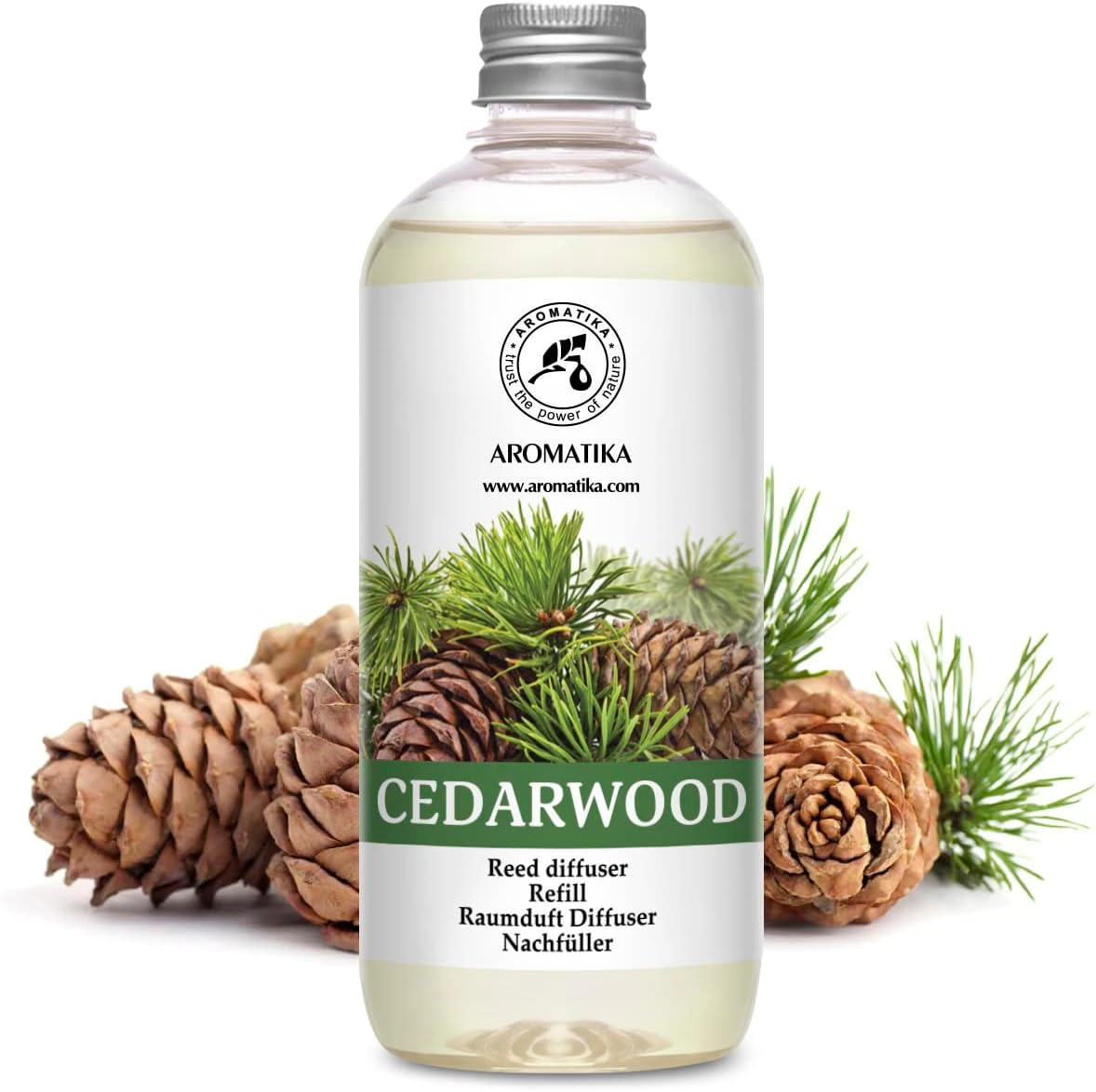 Reed Diffuser Refill Cedarwood 17 Fl Oz (500ml) - Scented Diffuser with Natural Cedarwood Oil - Room Diffuser Refill - Room Freshener - Scented Diffusers - Home Fragrance