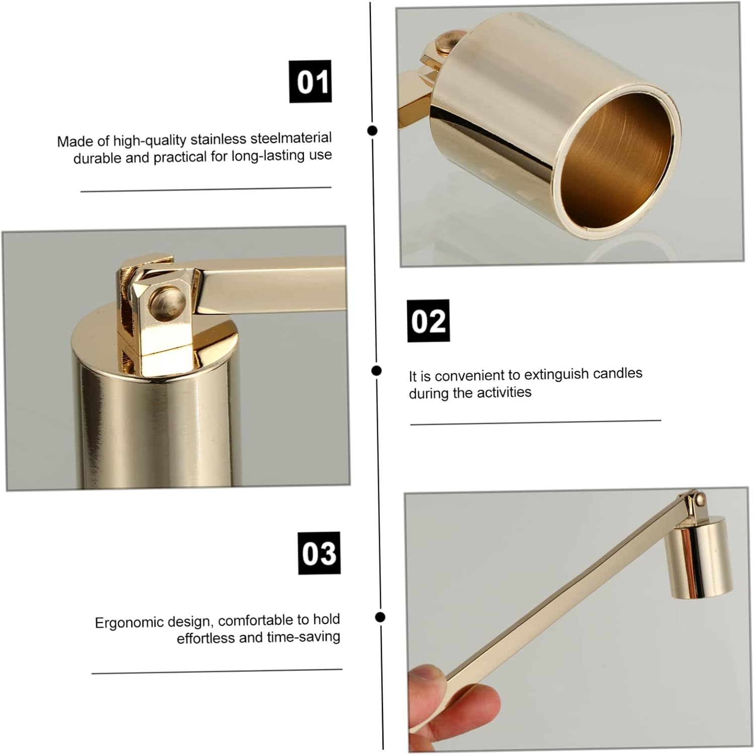 ARTIBETTER 3 pcs Candle Tool Candle Snuffer Extinguisher Gold Snuffer Accessories Black Stainless Steel Extinguisher Metal Wick Cover *1 Bucket