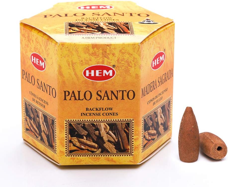 HEM Palo Santo Backflow Incense Cones – 20 Aromatherapy Cones | Long Lasting 40 Min Burn(Single Cone) | for Spa, Yoga, Reiki, Meditation, Healing, Relaxation & Home Fragrance