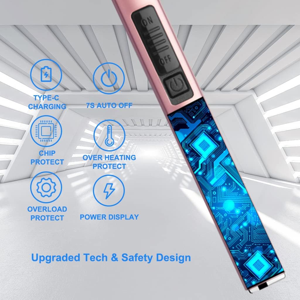 MeeToo Electric Candle Lighter Rechargeable Type-C - Gifts for Wife Men Women Nana, USB Plasma Arc Windproof Lighters for Candle Christmas Camping Kitchen Rose Gold