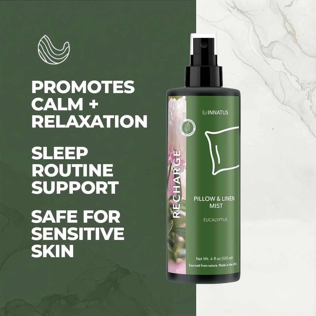 All-Natural Rose Pillow & Linen Spray – 4oz Aromatherapy Mist for Relaxation & Better Sleep – Chemical-Free, Water-Based Bedding & Room Spray (Eucalyptus)