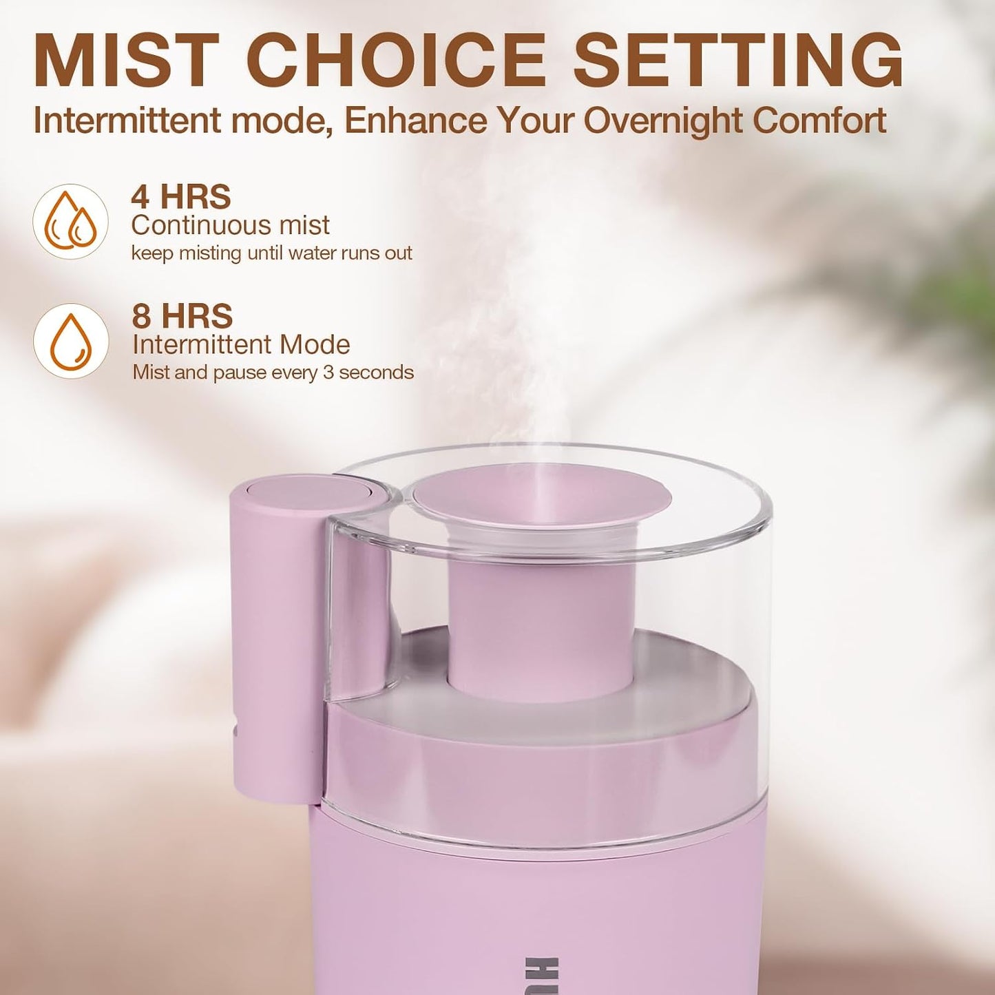 Small Mini Humidifier, USB Desk Cool Mist Humidifier Personal Portable Quiet Table Desktop Humidifiers for Cooling Home Office Car Summer Travel (180ml, Pink)