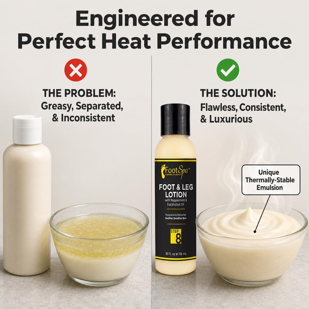 Foot SPA Heat-Activated Massage Lotion – 3-in-1 Thermally Stable Formula for Deep Muscle Relaxation & Dry Skin | Sulfate-Free, Silicone-Free, Cruelty-Free | Professional Spa & At-Home Use | 4 oz