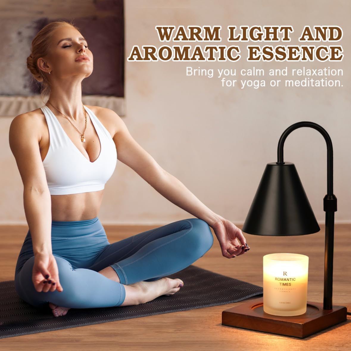 Modern Candle Warmer Lamp with Timer, Dimmable Candle Lamp Warmer, Mothers Day Birthday Gifts for Women Men, Black Candle Warmer, Adjustable Candle Light Warmer, Cozy Living Room Bedroom Home Decor