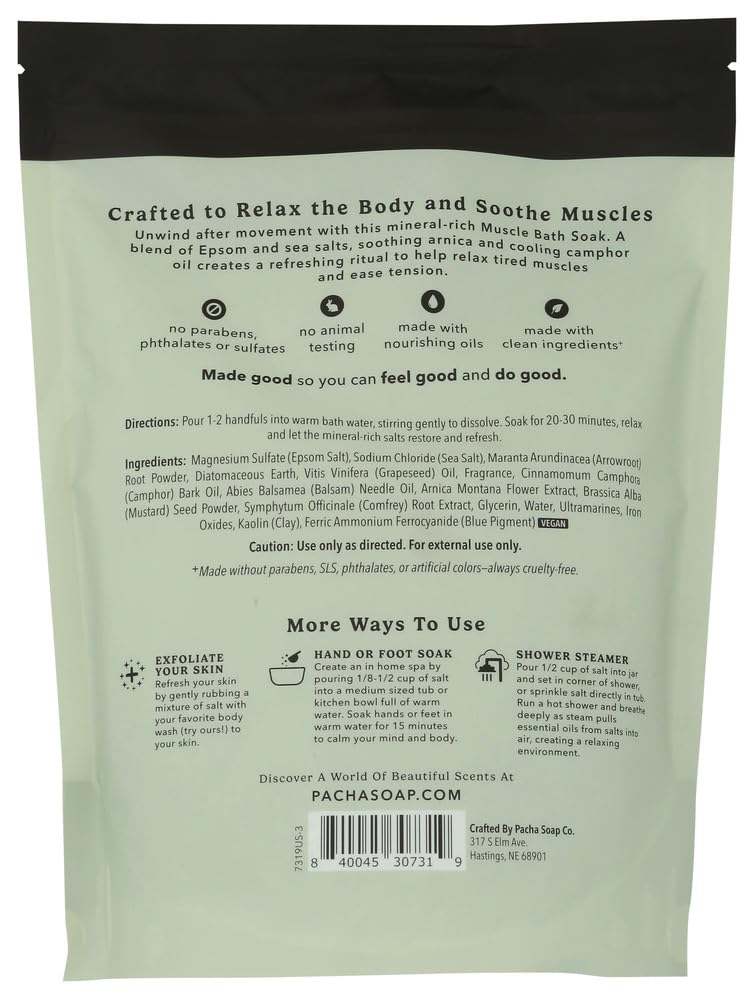 Pacha Soap Muscle Salt Soak, 32 OZ