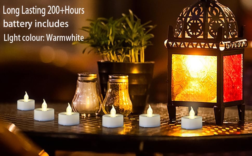 PUNPUBA LED Tea Lights Candles- 50Pack Flameless Candles Realistic and Bright Flickering Long Lasting 200Hours for Holiday Celebration,Party, Home Decoration WarmWhite,Battery Operated