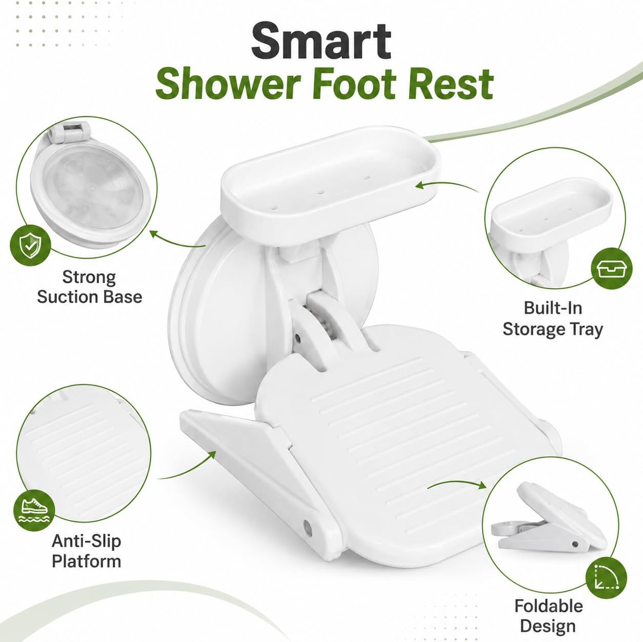 Shower Stool for Shaving Legs,Bath Foot Rest for Wall Showers Small Stand for Inside with Powerful Suction Cup