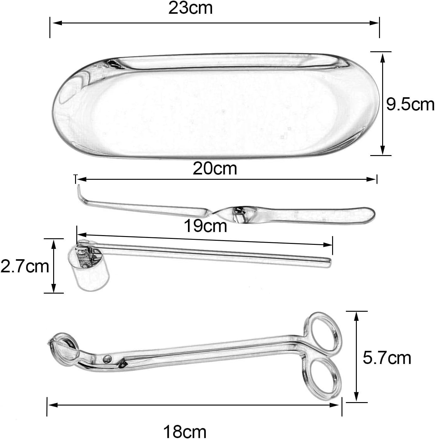 MUXSAM 4 in 1 Candle Accessory Set - Candle Wick Snuffer, Trimmer, Dipper & Storage Tray - Rose Gold