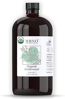 HBNO Organic Cedarwood Oil - Huge 32 oz (950ml) Large Size - Ideal for Diffusers, Cleaning Agents, Deodorizers.