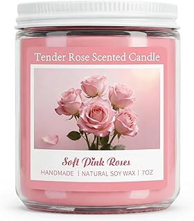 Homsolver Tender Rose Scented Candles, Natural Soy Candle Valentines Mothers Day Gift for Her Mom Wife Girlfriend, Anniversary Birthday Gifts for Women, Novelty Jar Candle with 50+ Hours of Burn
