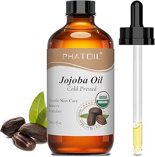 PHATOIL Organic Jojoba Oil Cold Pressed USDA Certified Premium Grade Jojoba Oil Deeply Moisturizing Carrier Oils for Skin, Body, Face, Nails and Hair Growth, Massage, Essential Oils Mixing(118ML)