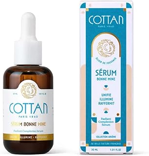 Cottan Paris Bonne Mine Refining Face Serum with Squalene, Apricot Sunflower Seed Oil Rice Bran & Rosemary Leaf Extract Nourishing & Firming Skin Facial Moisturizer for a Smooth, Youthful Look 30ml